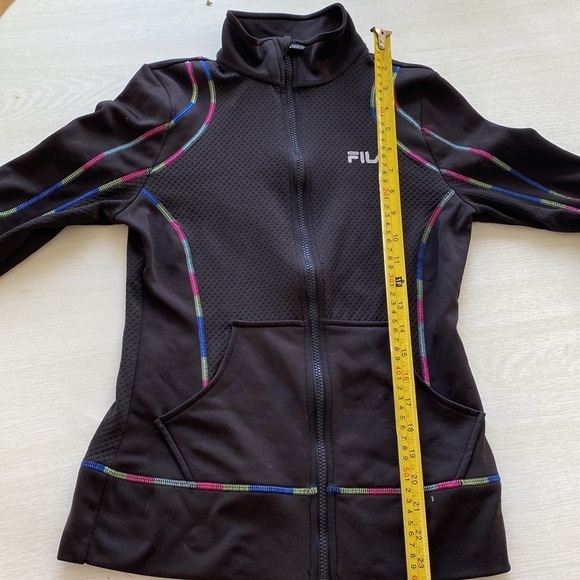 Fila Sport Athletic Track Jacket Full Zip Rainbow Trim Thumb Holes - Picture 12 of 12